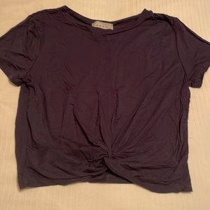 Navy blue knotted crop top